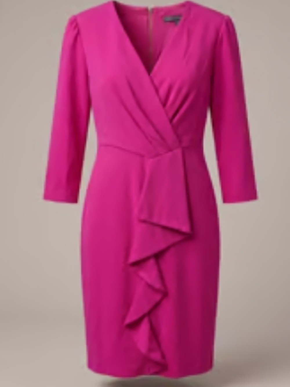 julia jordan Hot Pink Wrap-Front Ruffle Midi Dress